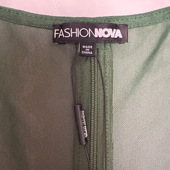 Fashion Nova Dark Green Melanie Mesh Corset Top with Detachable Sheer Sleeves S - Picture 8 of 10